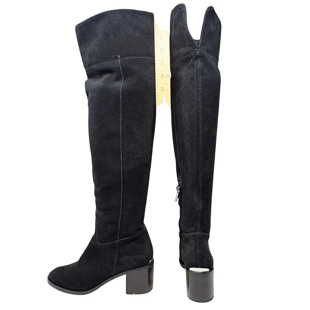 Michael Kors Black Suede Over the Knee Tall Block Heel Boots Size 7.5M
